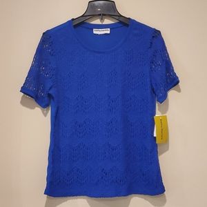 Cathy Daniel's Blue Lace Panel Top